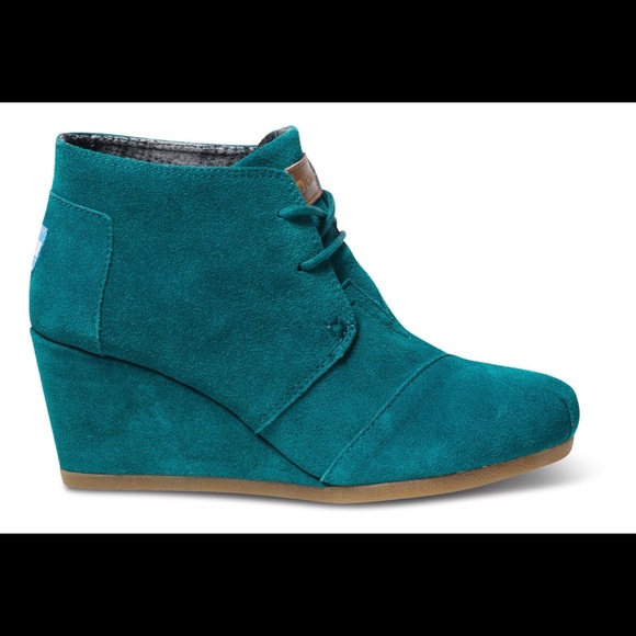 Toms Shoes - TOMS Desert Wedge Lace Up Bootie in Lake Green